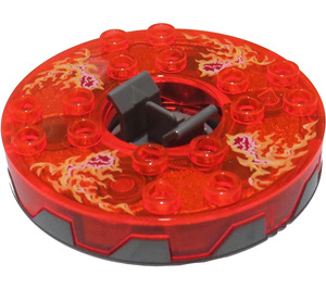 LEGO Flat Silver Ninjago Spinner with Transparent Neon Orange Top and Fire Energy (98354)