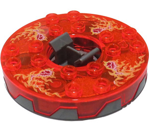 LEGO Flaches Silber Ninjago Spinner mit Transparent Neon Orange oben und Feuer Energy (98354)