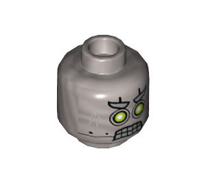 LEGO Flat Silver Robot Head with Green Eyes (3626 / 36328