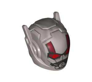 LEGO Effen zilver Robot Helm met Ear Antennas met Ant-Man Donkerrood Patroon (46534 / 50709)