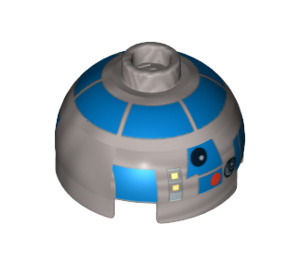 LEGO Argent plat Rond Brique 2 x 2 Dome Haut (Undetermined Stud - To be deleted) avec R2-D2 Diriger (13291 / 86410)