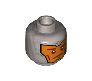 LEGO Flat Silver Royal Soldier Head with Dark Orange Markings on Orange Background (Recessed Solid Stud) (3626 / 24140)