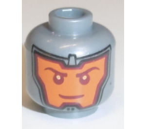 LEGO Platt Silver Royal Soldat Huvud med Orange Background, Smile och Angry (Infälld solid knopp) (3626)