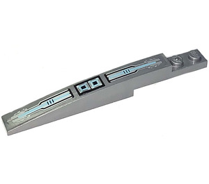 LEGO Flat Silver Slope 1 x 8 Curved with Plate 1 x 2 with Silver and Medium Azure Circuitry Sticker (13731)