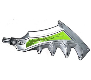 LEGO Platt Silver Svärd med Jagged Tänder med Lime lightning Vänster Klistermärke (11338)