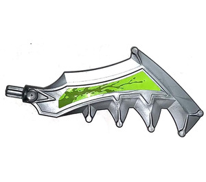 LEGO Flat Silver Sword with Jagged Teeth with Lime lightning left Sticker (11338)