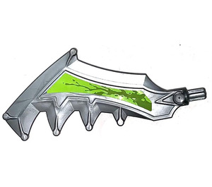 LEGO Flat Silver Sword with Jagged Teeth with Lime lightning right Sticker (11338)