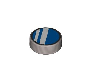 LEGO Flat Silver Tile 1 x 1 Round with Blue and White Reflection (35380 / 104233)