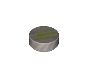 LEGO Argent Mat Tuile 1 x 1 Rond avec Vert Crâne warning (20261 / 98138)