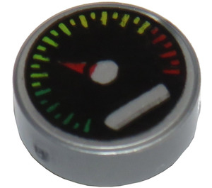 LEGO Flad sølv Flise 1 x 1 Rund med Tachometer (13541 / 98138)