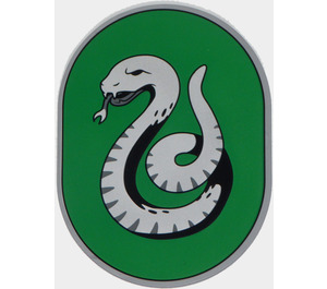 LEGO Mattahopea Laatta 6 x 8 jossa Pyöristetyt päät jossa Slytherin Crest (65474 / 101472)