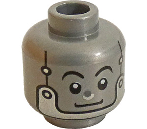 LEGO Flad sølv Tin Mand Minifigur Hoved (Forsænket solid knops) (3626 / 49370)