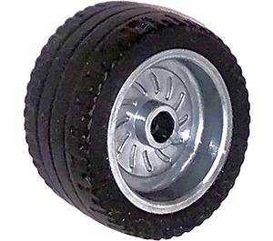 LEGO Flat Silver Wheel 18x12 with Black Tyre low profile 24x12 (18976/18977)
