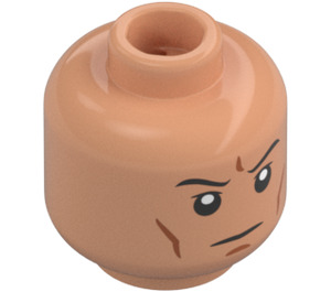 LEGO Hud Huvud med Svart Eyebrows, Vit Pupils, Rynkad panna (Infälld solid knopp) (3626 / 68714)