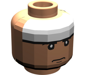 LEGO Fleisch Minifigure Kopf mit Serious Expression und Weiß Band auf Forehead (Sicherheitsbolzen) (3626 / 56525)