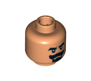 LEGO Fleisch Minifigure Kopf mit Dick Schwarz Moustache und Eyebrows (Sicherheitsbolzen) (3626 / 86744)