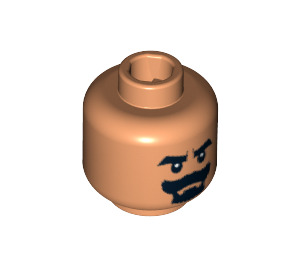 LEGO Flesh Minifigure Head with Thick Black Moustache and Eyebrows (Safety Stud) (3626 / 86744)