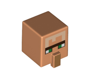 LEGO Flesh Square Head with Nose with Villager Face with Dark Brown Unibrow (23766 / 26845)