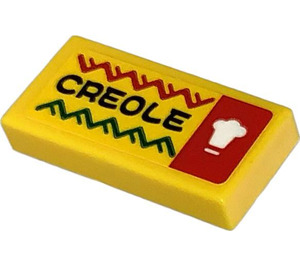 LEGO Tile 1 x 2 with Creole Sticker with Groove