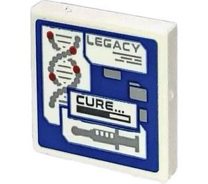 LEGO Fliese 2 x 2 mit Computer Screen Legacy Cure Aufkleber mit Nut