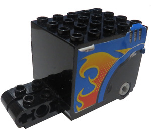 LEGO Flywheel Motor 9 x 4 x 8 x 3.33 met Vlam Sticker (54802)