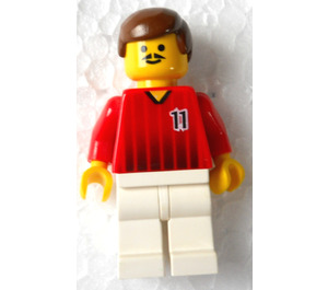 LEGO Futbolista Rojo/Blanco Team N°11 Minifigura