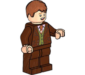 LEGO Fred Weasley - Reddish Hnědá Oblek, Tmavě oranžová Tie Minifigurka