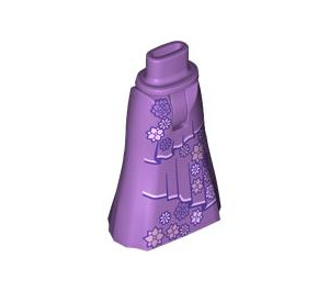 LEGO Friends Hüfte mit Lange Skirt mit Purple Blumen (Dünnes Scharnier) (36187 / 107037)