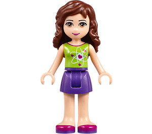 LEGO Friends Olivia, Dark Paars Rok, Limoen Top met Hart Electron Orbitals Minifiguur