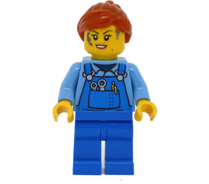 LEGO Garage Mechanic in Blue Overalls with Dirt Stains Minifigure