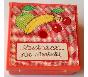 LEGO Gift Parcel mit Film Scharnier mit Fruit Aufkleber (33031)