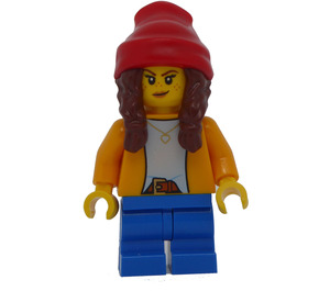 LEGO Chica en Bright Luz Naranja Chaqueta Minifigura