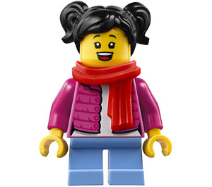 LEGO Meisje in Dark Roze Jasje Minifiguur