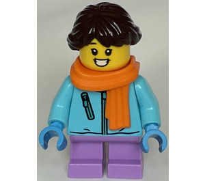 LEGO Dívka v Středně azurová Bunda Minifigurka