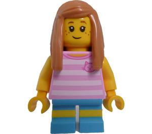 LEGO Dívka v Růžová Striped Košile Minifigurka