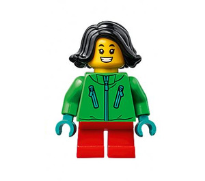 LEGO Meisje met Fel groen Jasje en Donker turquoise Handen Minifiguur