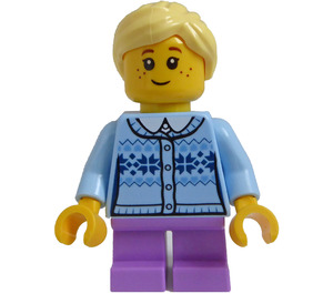 LEGO Tyttö jossa Bright Kevyt Sininen Villapaita Minihahmo