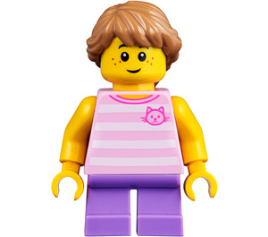 LEGO Girl met Bright Pink Striped Shirt minifiguur