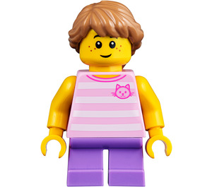 LEGO Flicka med Bright Rosa Striped Skjorta Minifigur