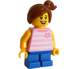 LEGO Girl with Bright Pink Striped Shirt Minifigure