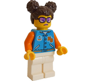 LEGO Fille avec Dark Azur Torse avec Orange Bras et 'NB' Minifigurine