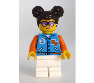 LEGO Girl met Dark Azur Torso met Oranje Armen en 'NB' minifiguur