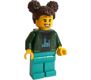 LEGO Dívka s Tmavě zelená Bunda, Minifigurka