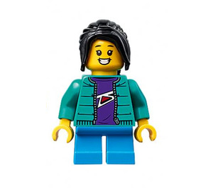 LEGO Girl met Dark Turquoise Zipper Jacket met Dark Purple Shirt minifiguur