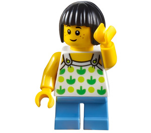 LEGO Dziewczyna z Zielony Patterned Biały Koszula Minifigurka