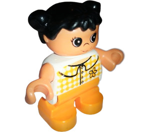 LEGO Chica con Naranja Checkered Blouse Figura Duplo