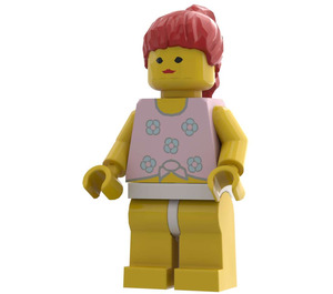 LEGO Chica con Rosa Camisa y Rojo Pelo Minifigura