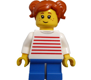 LEGO Girl met Wit Sweater met Rood Strepen minifiguur