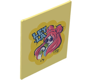 LEGO Glass for Frame 1 x 6 x 6 with ‘LEY-LA’ and Pink-haired Singer Sticker (42509)