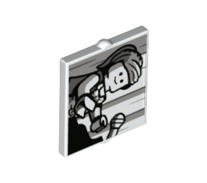 LEGO Glass for Window 1 x 2 x 2 with Black and White Female Pianist (35315 / 80816)